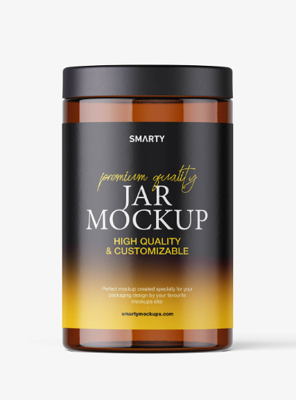 Amber Tall Jar Mockup Packaging Visualization
