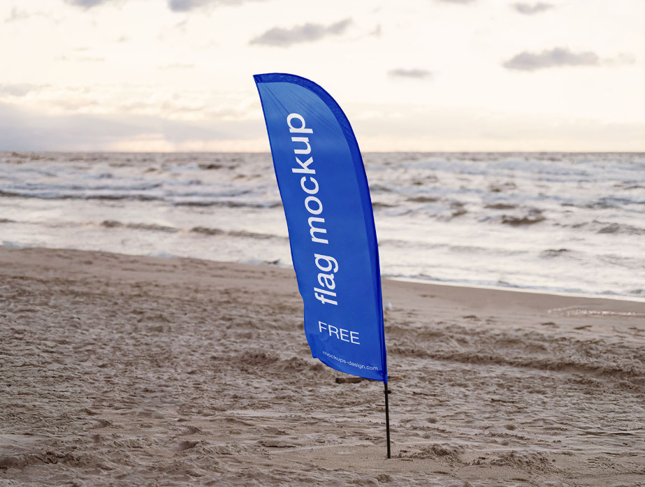 Banner Flag Beach Mockup Branding Breeze