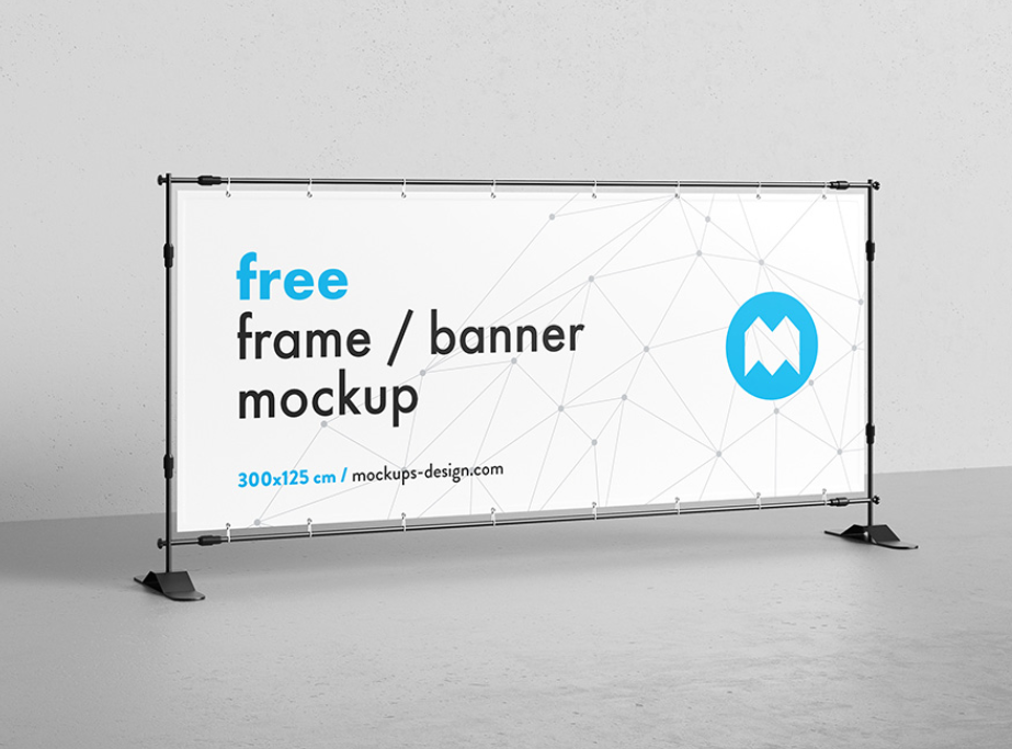 Banner Frame Stand Mockup 300×125 cm