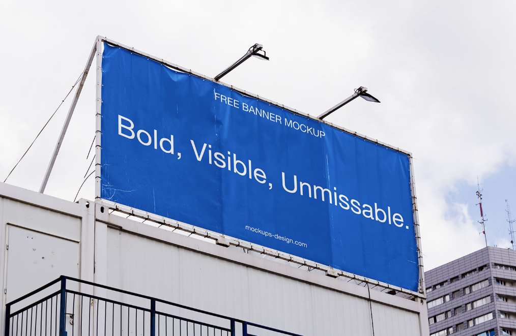 Banner on the Top of the Building Mockup Rooftop Branding