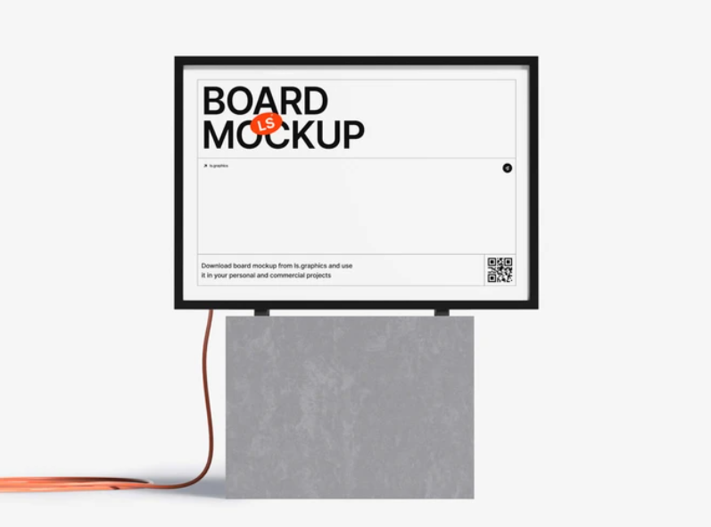 Board Mockup on Concrete Base with Cable