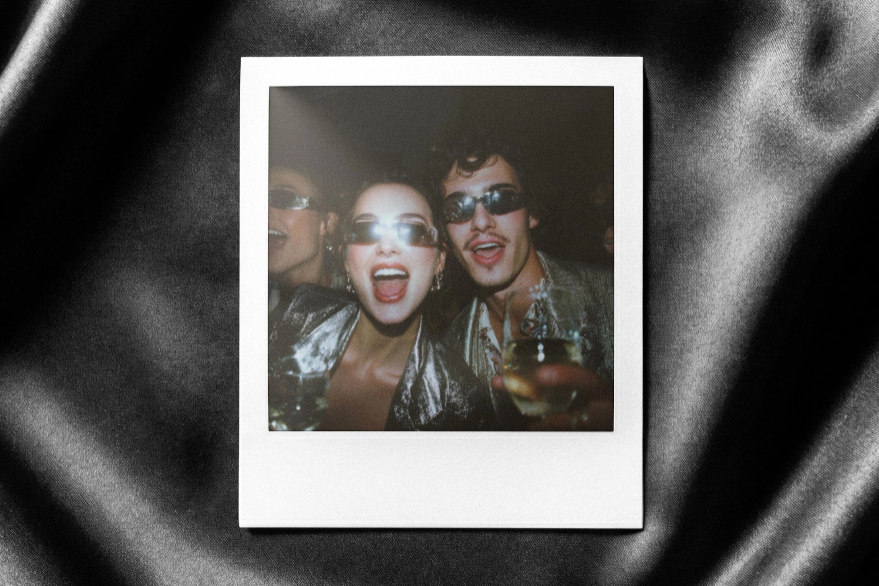 Classic Instant Photo Print Mockup on Silky Fabric Background