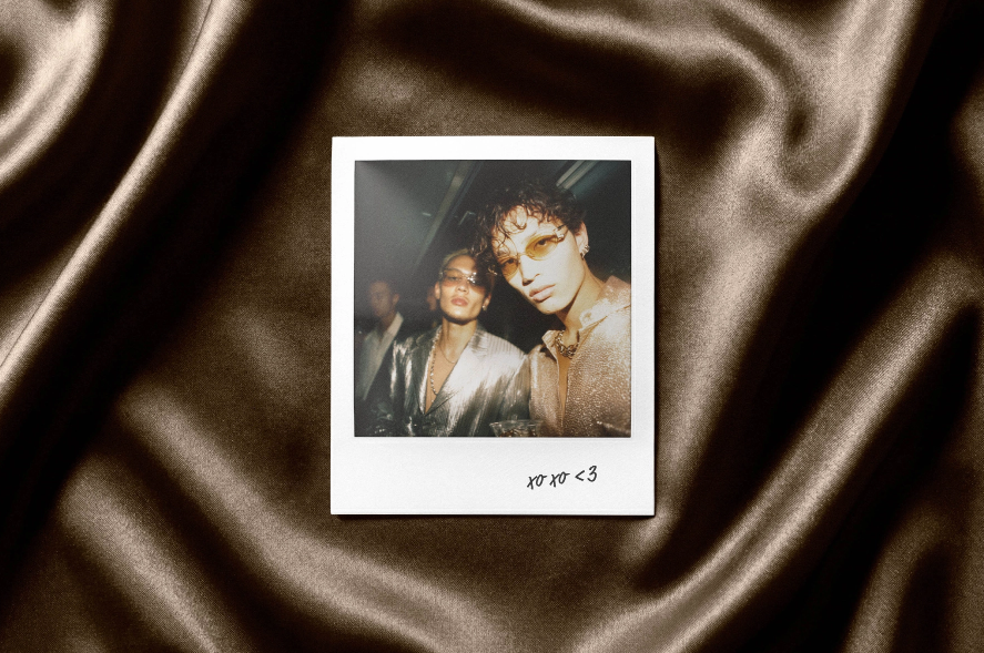 Classic Instant Photo Print Mockup on Silky Fabric Background