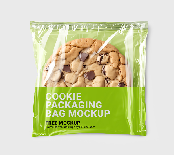 Clear Cellophane Cookie Packaging Bag Mockup