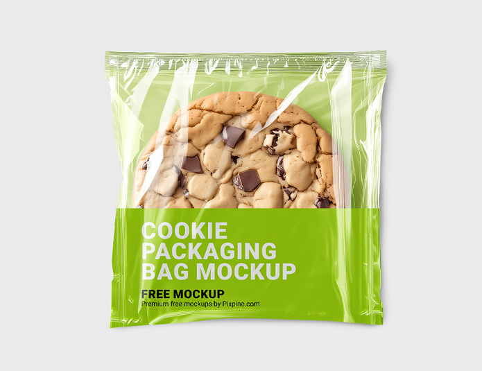 Clear Cellophane Cookie Packaging Bag Mockup