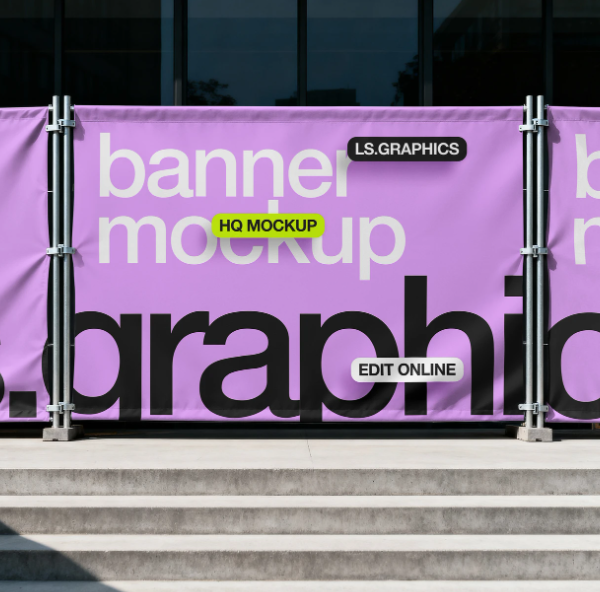 Construction Site Banner Mockup Outdoor Advertising Presentation