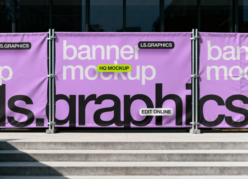 Construction Site Banner Mockup Outdoor Advertising Presentation