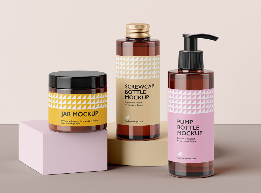 Cosmetic Packaging Set Mockup