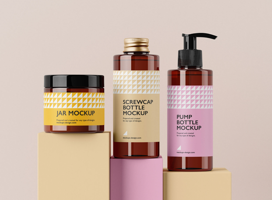 Cosmetic Packaging Set Mockup