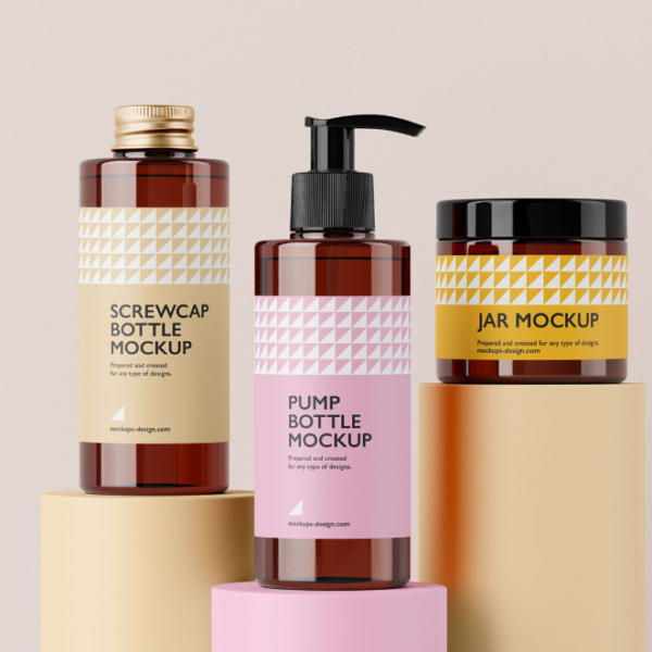 Cosmetic Packaging Set Mockup