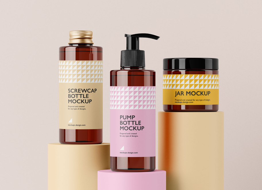 Cosmetic Packaging Set Mockup