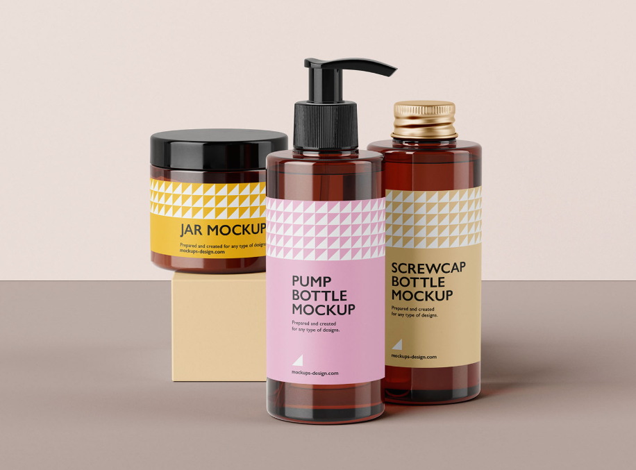 Cosmetic Packaging Set Mockup