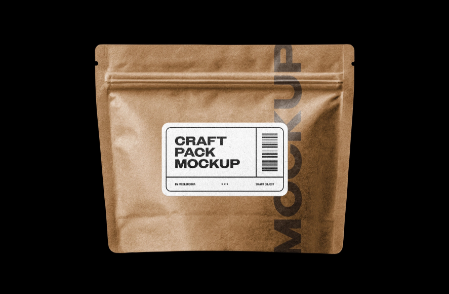 Craft Package Bag Mockup Minimal Kraft Pouch Presentation