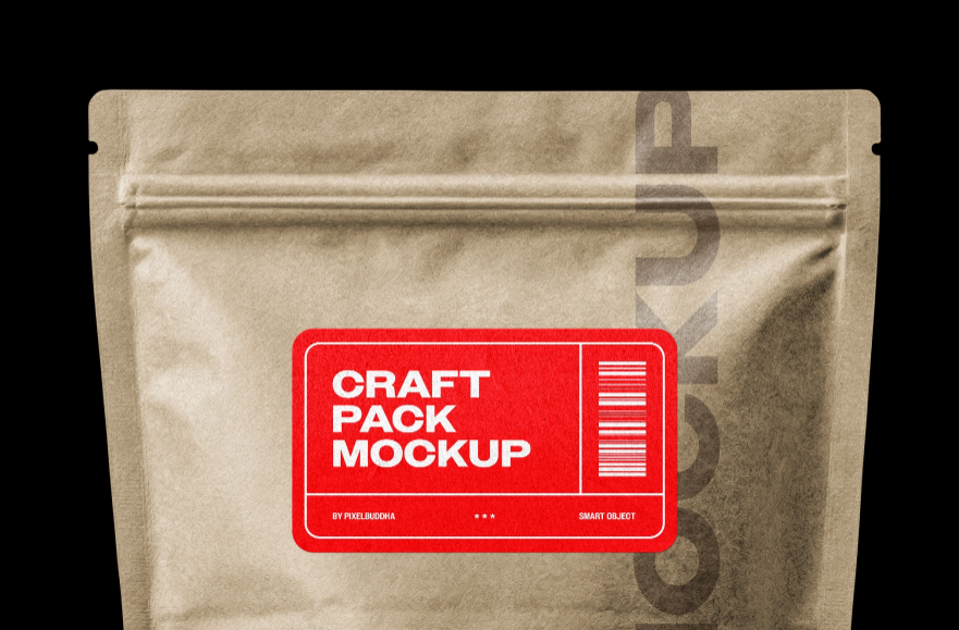Craft Package Bag Mockup Minimal Kraft Pouch Presentation