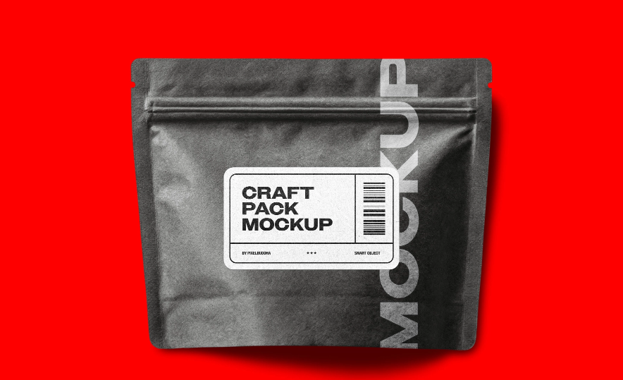 Craft Package Bag Mockup Minimal Kraft Pouch Presentation