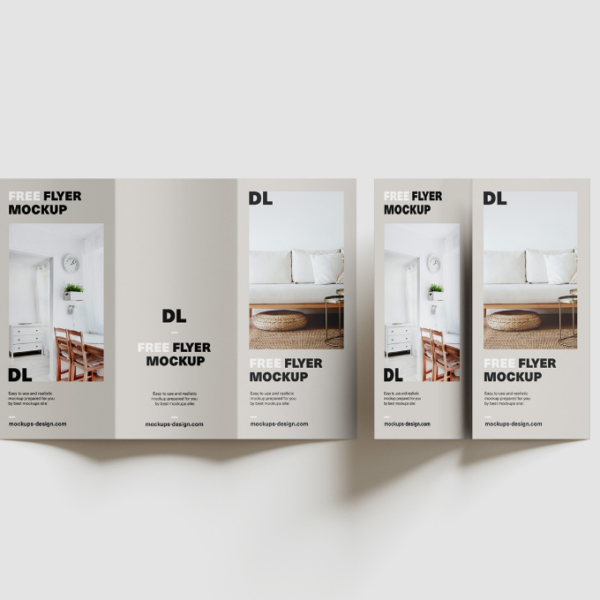 Customizable Tri Fold DL Flyer Mockup PSD