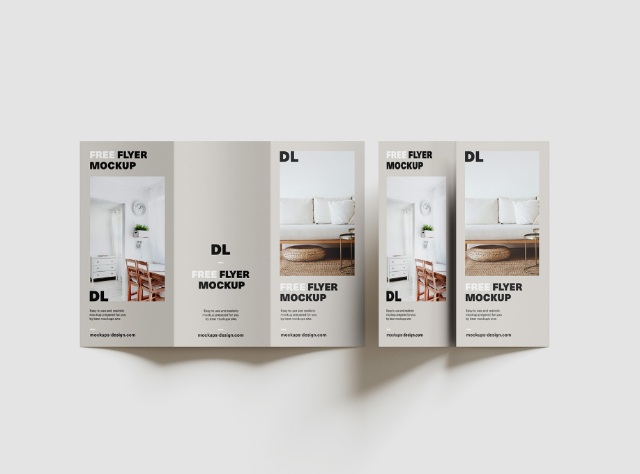 Customizable Tri Fold DL Flyer Mockup PSD