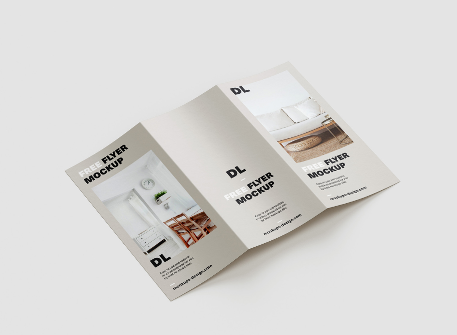 Customizable Tri Fold DL Flyer Mockup PSD