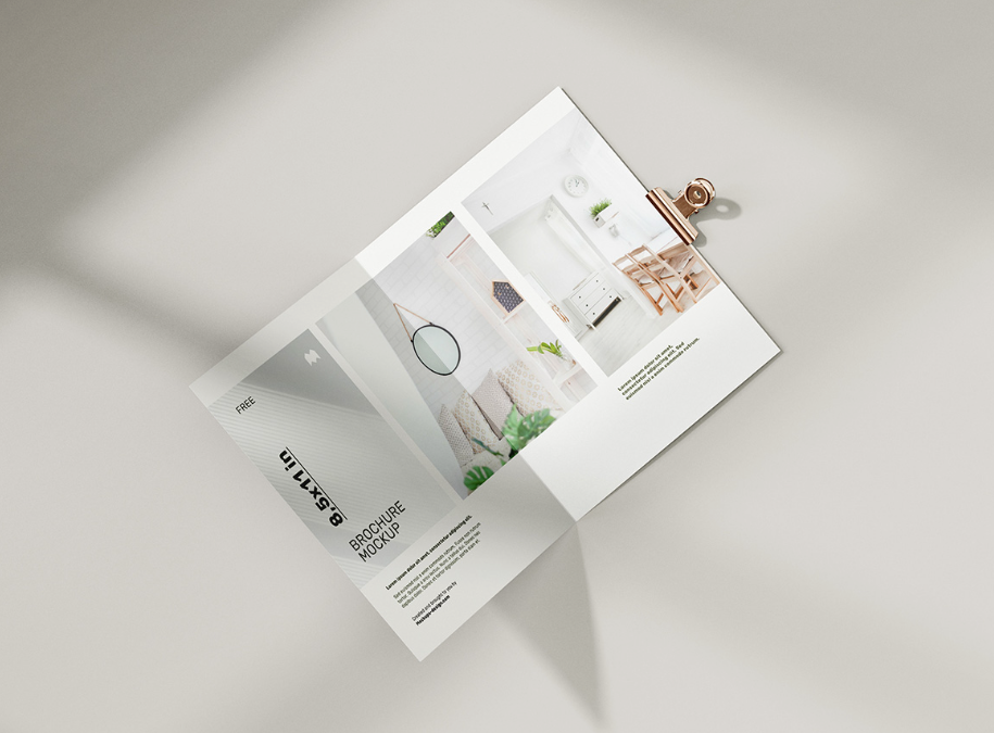 Folded 8.5 × 11 in Brochure Mockup PSD Presentation
