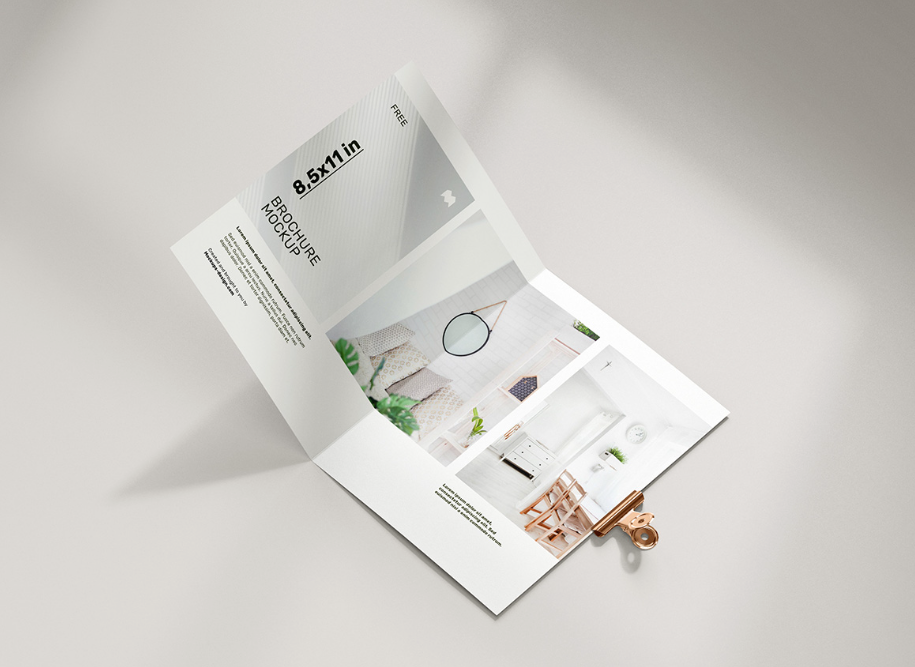 Folded 8.5 × 11 in Brochure Mockup PSD Presentation