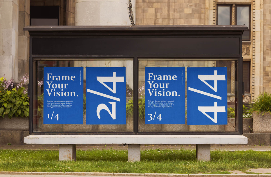 Four Framed Posters Mockup Urban elegance