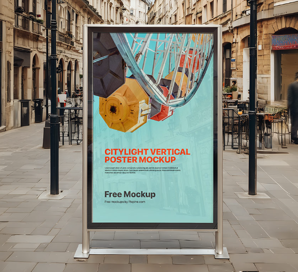 Free Citylight Vertical Poster Mockup