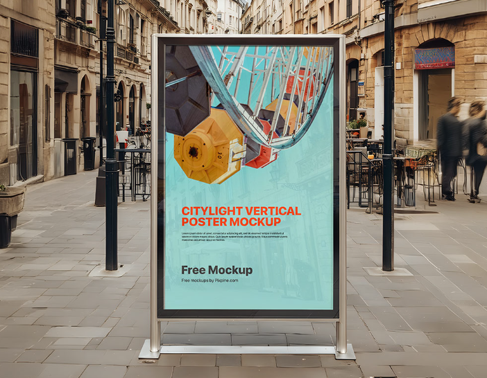 Free Citylight Vertical Poster Mockup