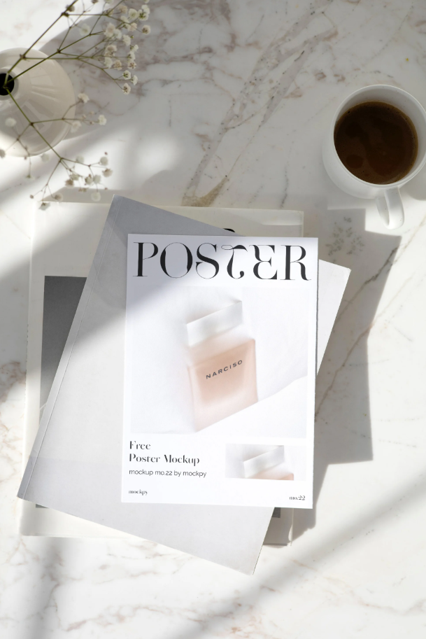 Free Poster on Books Mockup