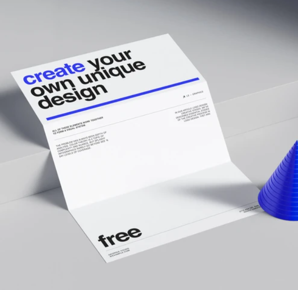 Free Realistic Folded Paper Mockup