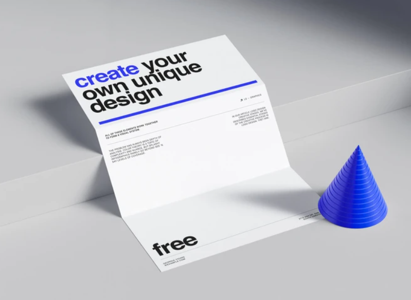 Free Realistic Folded Paper Mockup