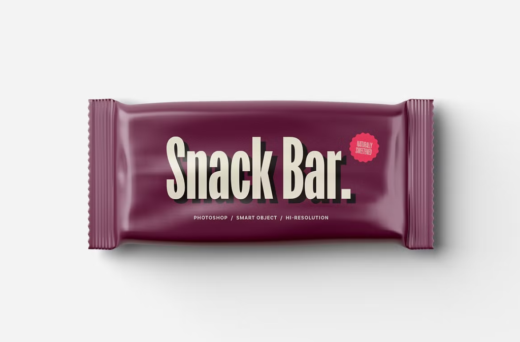 Free Snack Bar Packaging Mockup  Clean Realistic and Easy to Customize
