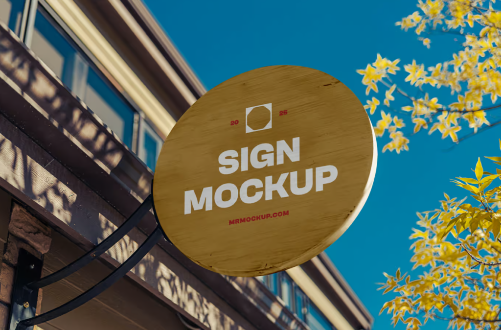 Free Wooden Sign Mockup