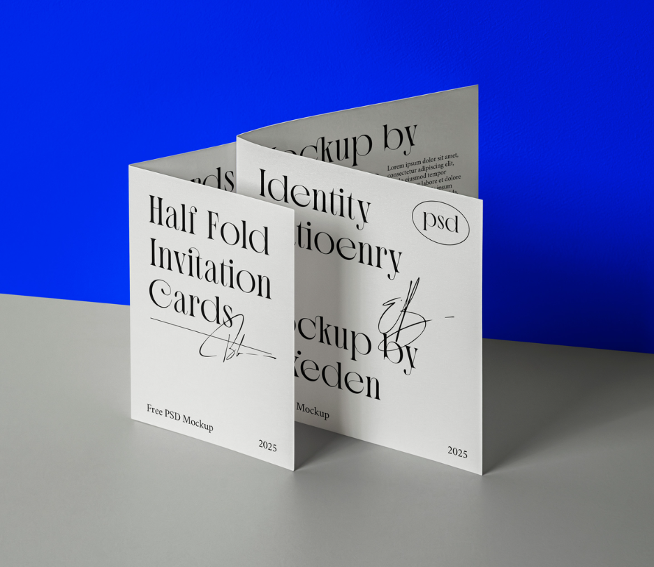 Half Fold event cards Brochure Free PSD Mockup
