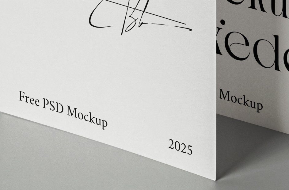 Half Fold event cards Brochure Free PSD Mockup