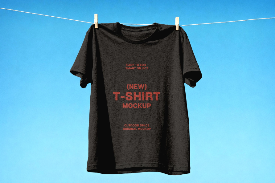 Hanging T Shirt Mockup on Clothesline