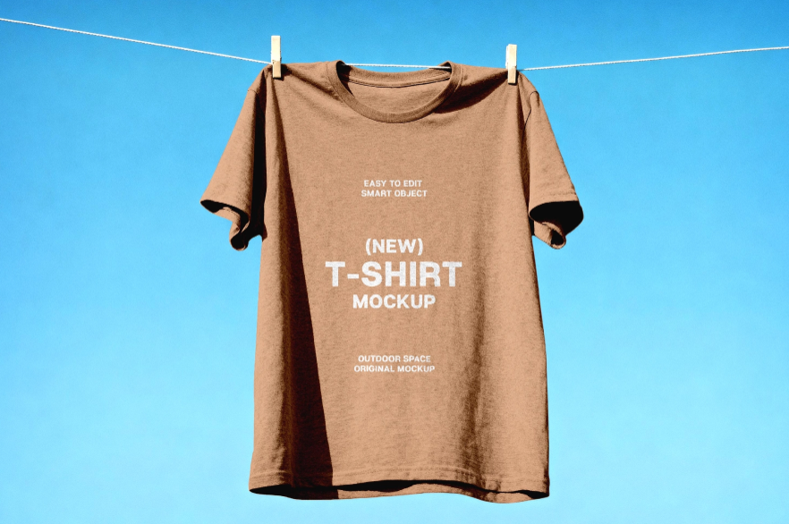 Hanging T Shirt Mockup on Clothesline