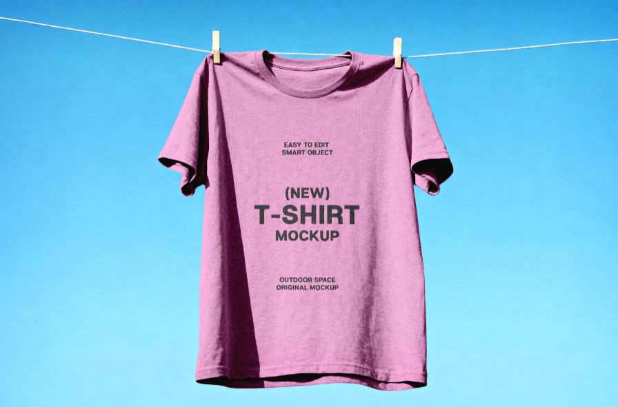 Hanging T Shirt Mockup on Clothesline
