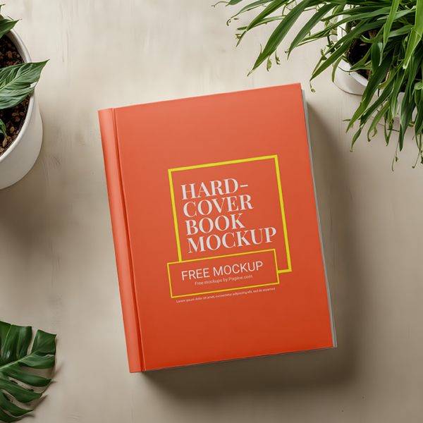 Hardcover Book on Plain Surface Mockup