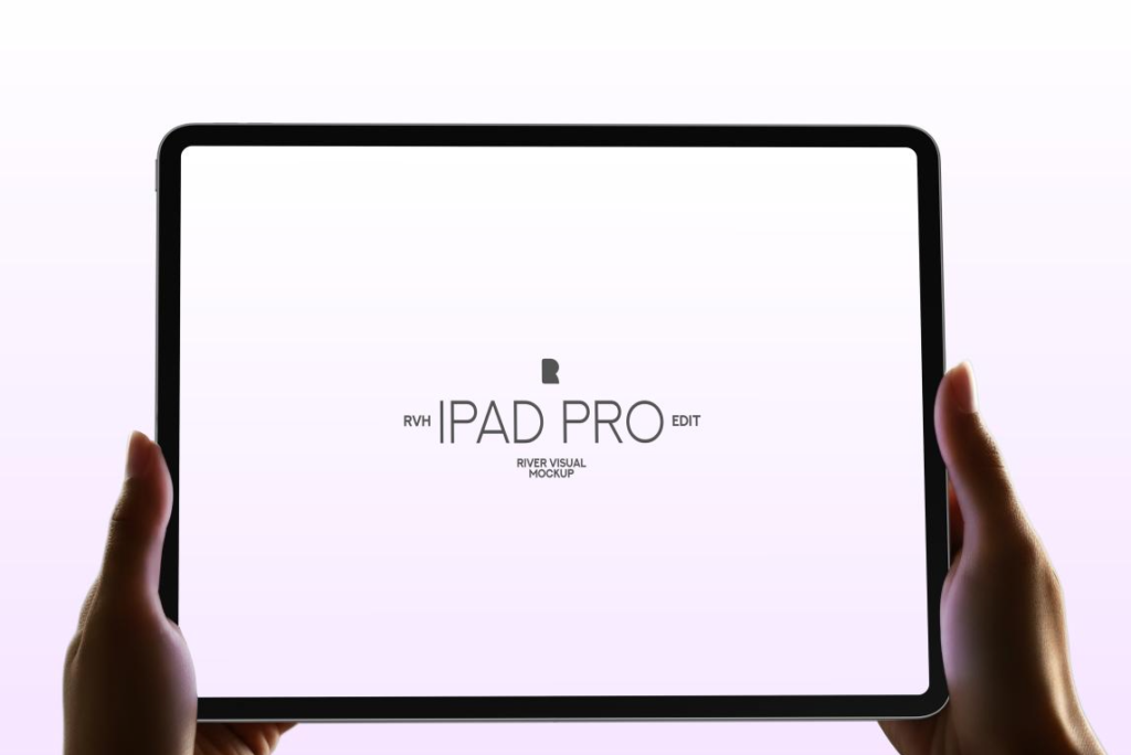 Holding iPad Pro Mockup App & UIUX Presentation