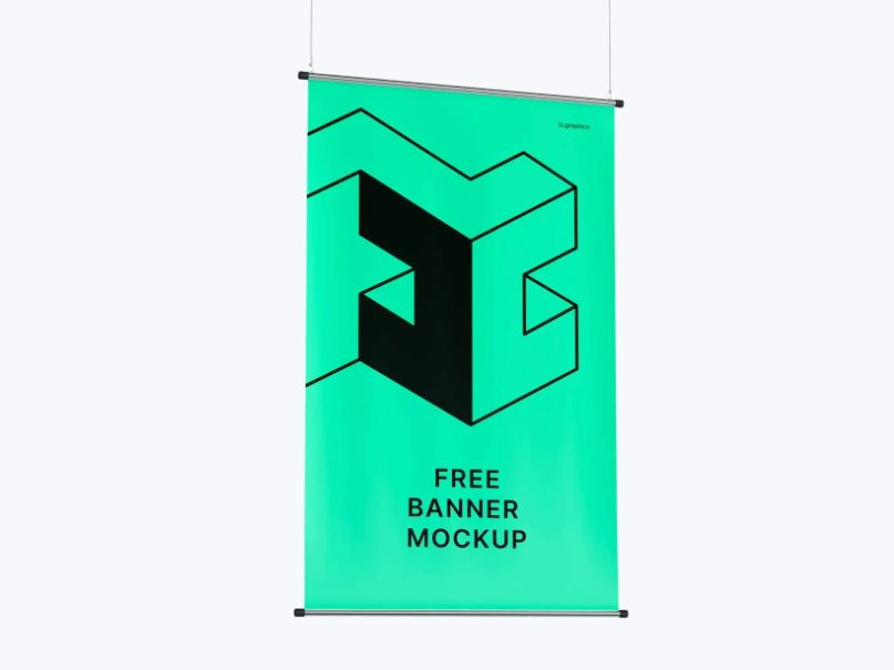 Modern Hanging Banner PSD Mockup