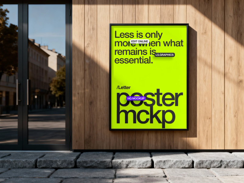 Outdoor Framed Poster Mockup Scene PSD