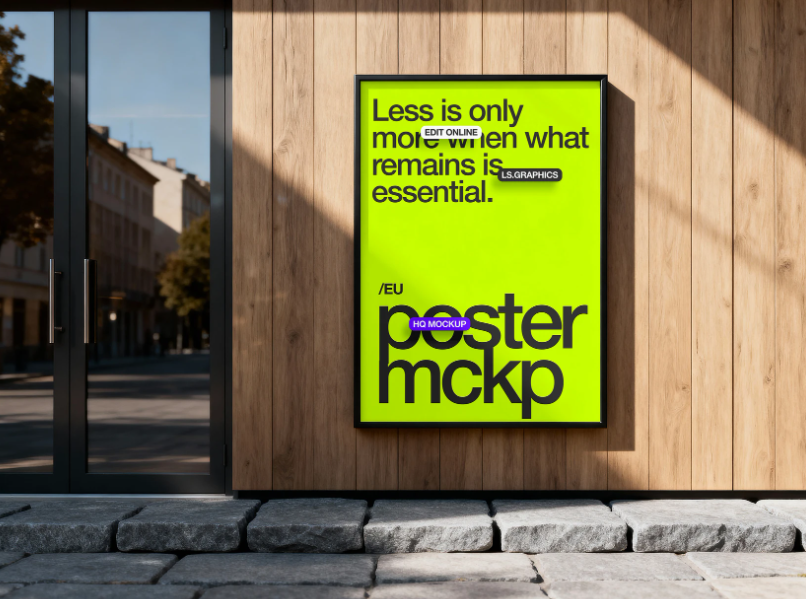 Outdoor Framed Poster Mockup Scene PSD