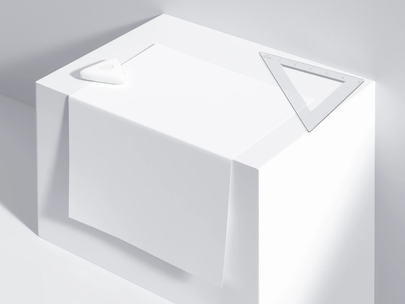 Paper Mockup on White Box with Rulers