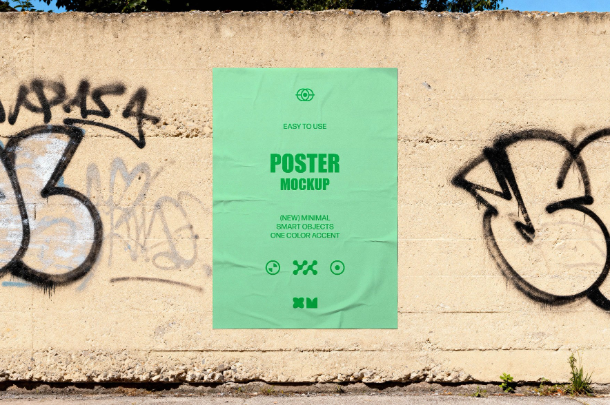 Paper Poster Mockup on Graffiti Wall