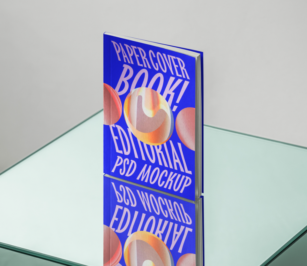 Paperback Book Mirror Base Scene PSD Mockup