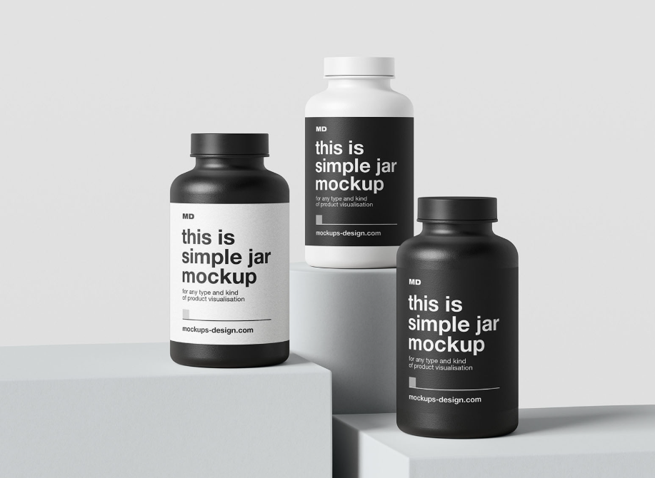 Plastic Container Mockups Dietary Supplement Packaging Design