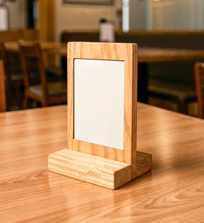QR Code Stand Mockup for Cafe and Restaurant Branding