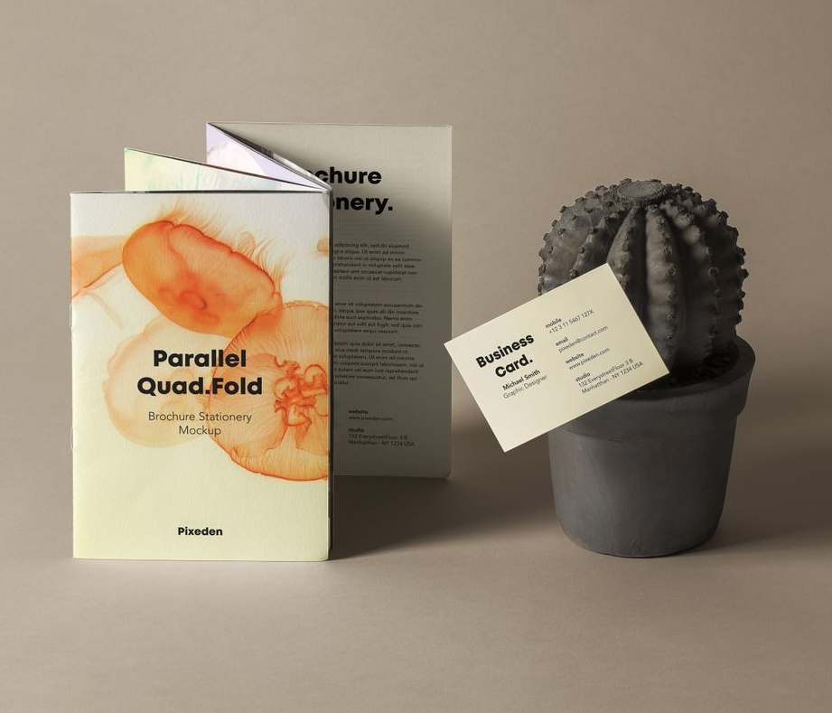 Quad Fold PSD Brochure Mockup