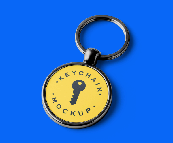 Round Metal Keychain Mockup PSD