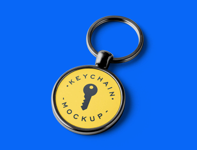 Round Metal Keychain Mockup PSD